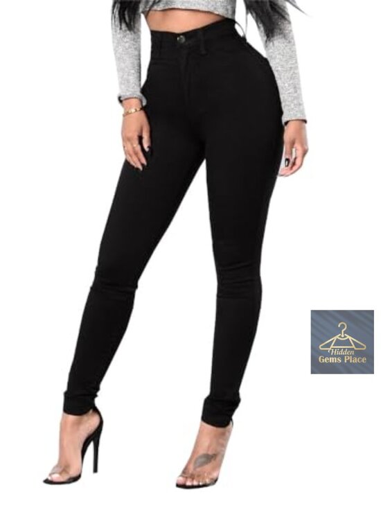 Denim - High Waist Skinny Jeans for Women Stretchy Ripped Denim Pants
